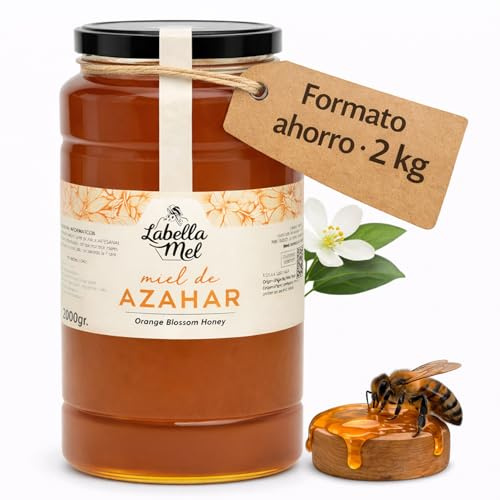 L'Abella Mel | Miel de Azahar 100% Natural y Pura | Miel Pura de Abeja Española Sin Pasteurizar Ni Aditivos | Recolección Manual Directa del Apicultor | Apicultura Familiar | 2 kg