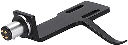 Plattenspieler-Phonograph-Player-Headshell, Plattenspieler-Headshell-Patronen aus Aluminiumlegierung mit 4 Kabeln und 2 Schraubenpaaren (Schwarz)