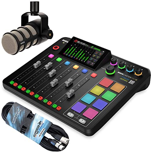 Rode Rodecaster Pro II Podcast Station Mischpult + Rode Podmic Mikrofon Black + keepdrum XLR-Kabel