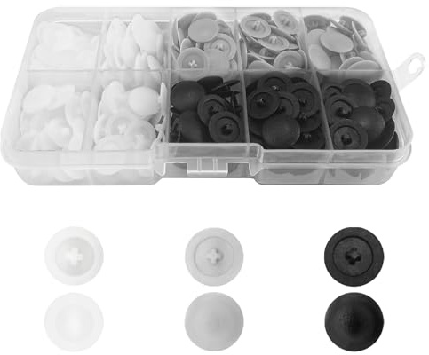 360pcs Pozi Screw Cover Caps, Screw Cap Cover, Plastic Cross Head Screw Cover Caps Fit, Head Push fit Furniture Quality Plastic Cap 3mm Diameter Cross Head Screws(Grey, Black, White, with Storage Box)