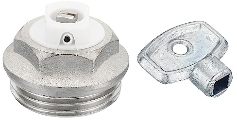 PATIKIL 1 BSP Außengewinde Manuelle Heizkörper Entlüftung Steckdose Ventil Kit mit Schlüssel Vernickelt Messing Steckdose für Heizkörper Heizung Silber Weiß