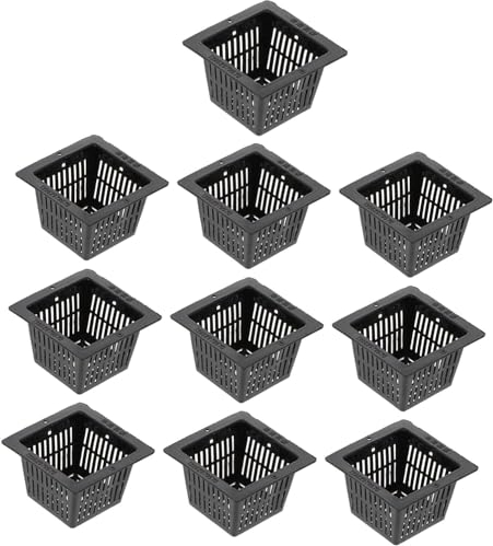 Hydrokultur-Netztöpfe, 20 Stück, quadratische Pflanzgefäße, Zimmerpflanzentöpfe, Innentöpfe for Pflanzen, organische Hydrokultur-Becher, Garten-Netztopf, Eimer, Korb, Pflanzennetz, Pflanznetz, Hydroku