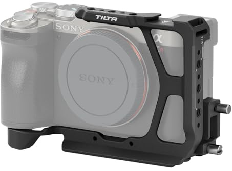 Tilta a7C II / a7C R Käfig, halber Kamerakäfig, kompatibel mit Sony a7C II/a7C R mit HDMI-Kabelklemme - Schwarz TA-T60-HCC-B, TA-T60-HCC-B TX | Mit Kaltschuh-Empfänger, NATO-Schiene, 1/4-Zoll-20 Gewinde