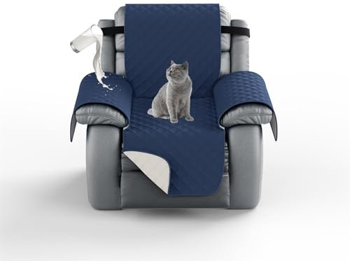 HonunG Armlehnenschoner, Sesselschoner Mit Armlehne,Sofaschutz, 1 Sitzer Sesselauflage,Sofa Chair Waterproof Sofa Protector,Anti-Rutsc Sesselbezug für Möbelschutz (Navy Blau,Liege: 56 cm (22''))