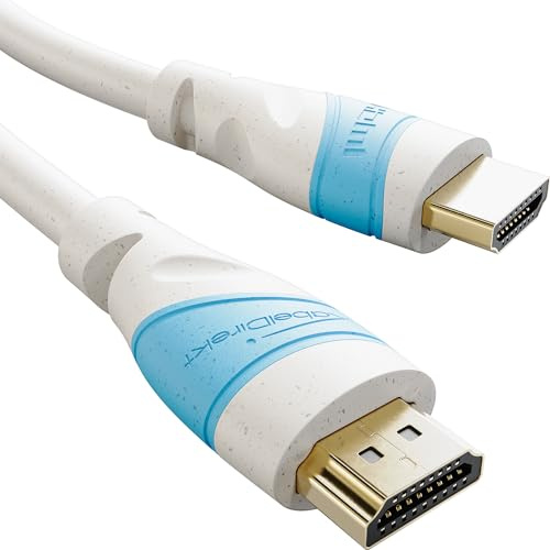 KabelDirekt – 4K HDMI-Kabel – 5m – Bio-Material, Grau/Blau – für PS5, Xbox | Nachhaltiges 4K-HDMI mit Bio-Kabelmantel – High Speed mit Ethernet, 4K@60Hz – für PC, PS5, Xbox & Switch
