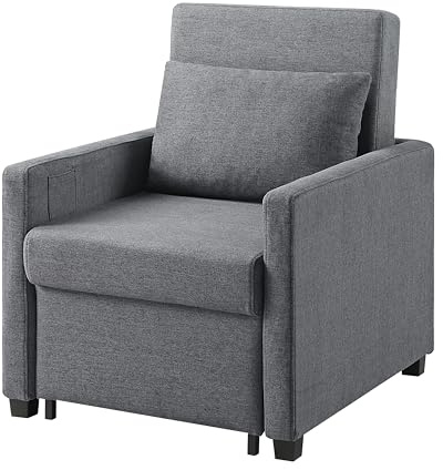 Atlantic Home Collection Schlafsessel Jerry, BxTxH: 74 x 89 x 89 cm, Liegefläche ca. 57 x 183 cm, mit Fernbedienungstasche, Grau