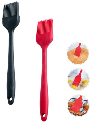 Pennello da cucina in silicone 2 pezzi, pennello da imbastitura da 8 pollici, pennello griglia resistente al calore, pennello olio senza BPA per cucinare, cuocere al forno, BBQ, design monoblocco