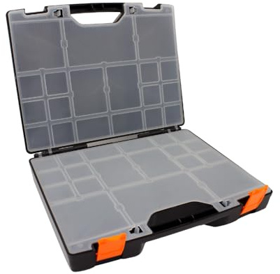 eitech Sortierkoffer (35x28,5x9,5cm), stapelbar, Innenteile anpassbar | Aus recyceltem Plastik, Organizer Box für Bastelmaterialien, Werkzeuge, Angelzubehör, Sortierkasten, Kleinteile Organizer