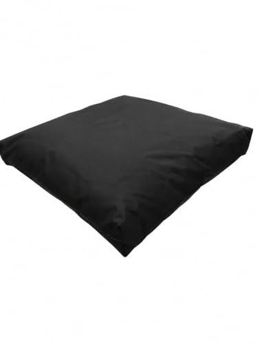 IN WOHO Gartenkissen 60x60 cm Schwarz – Wasserdichtes Sitzkissen mit Reißverschluss – Bequemes Outdoor Kissen für Stuhl, Bank und Terrasse – ca. 10 cm Dicke