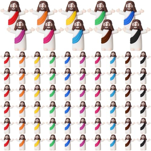 ARCHCRTC Kleine Jesus-Figuren, Mini-Jesus-Figuren, religiöse Christus-Rettlerpuppe zum Verstecken, Sonntag, Ostereier, Taufgeschenk (100, Mehrfarbig)