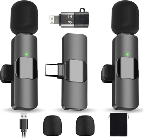 LEEPONE Wireless Lavalier Microphone for iPhone and Android, USB-C Mini Microphone with Noise Reduction, Perfect for Recording, Vlogging, YouTube, TikTok, Podcasts, and Interview Video