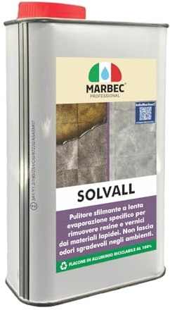 MARBEC Solvall 1LT | Pulitore sverniciatore sfilmante per materiali lapidei rimuove resine e vernici, azione profonda, facile risciacquo.