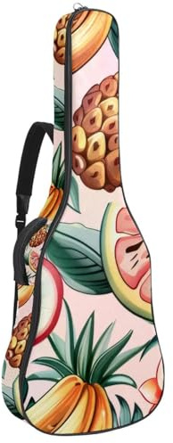 Tasche für Akustikgitarre in voller Größe, 1 cm dicke Polsterung, wasserdicht, 101,6 cm, 104,7 cm, 106,7 cm, Blumenmuster mit Blättermuster, Mehrfarbig 09, 42.9x16.9x4.7 in, Lässiger Tagesrucksack