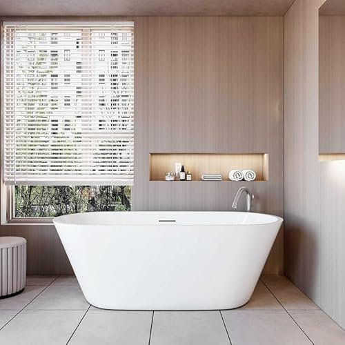 Aica Sanitär Badewanne Acryl Set mit Siphon für 2 Personen,170x80x58cm für Badezimmer,Weiß