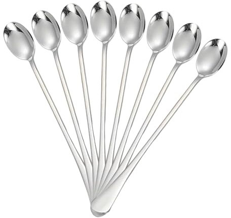 Rrlihjgu Cucharas de agitación, cucharas de té,8x Cuchara de cóctel Manija larga Acero inoxidable - Conjunto de vajillas 7.87 pulgadas de cucharaditas heladas para bebidas para bebidas para tazas de