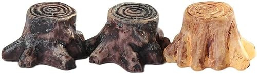 Wpppan 3Pcs Artificial Tree Stump Mini Garden Figurines Stumps Ornament Mini Root Fairy Miniatures Gnomes Moss Terrariums Resin Crafts Figurines for Home Decoration Accessories Garden Sculptures