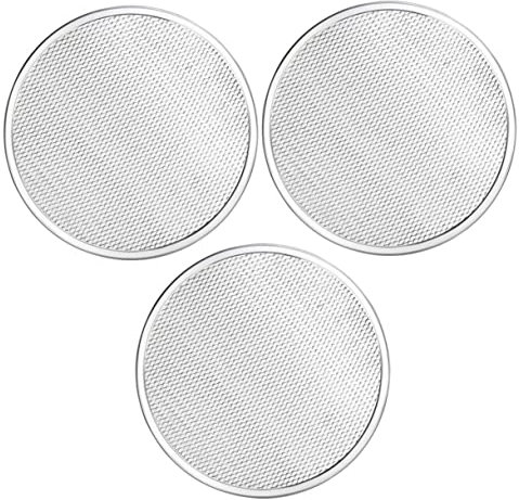 SUPVOX Rejillas De Aluminio Para Hornear Pizza Redondas 8 Pulgadas, Bandejas Perforadas Gruesas, Alta Conductividad Térmica, Uso Doméstico y Multifuncional, Set De 3 Piezas