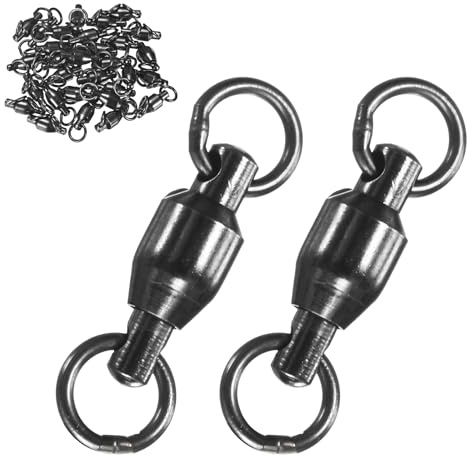 M METERXITY 30 Piezas De Giro De Pesca con Rodamientos De Bolas 3# 0.79 Pulgadas (20mm) Conector De Línea De Señuelo De Acero Inoxidable para Pesca/Agua Salada [Negro]
