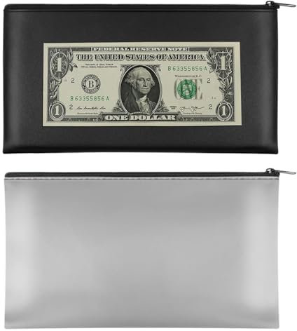 BECHS 2 Stück Geldtaschen Banktasche, Banktaschen aus Kunstleder 28 x 15.5 cm Geldtasche für Dokumente Geldmappe für Business, Haushalt, Schule, Schwarz+ Grau