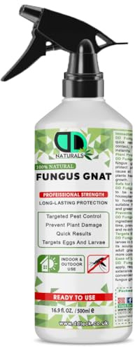 DD Teck 100% Natural Fungus Gnat Killer Spray, Garden & House Plant Bug Killer, Organic Effective, Fast Acting Insect Control, Ideal for Flowers & Shrubs, Indoor & Outdoor Use (500ml Spray)