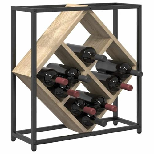 vidaXL Weinregal 16 Flaschen Holzwerkstoff Sonoma-Eiche | Schlanke Linien, die in jede Einrichtung passen, Aus robustem Spanholz und Metall gefertigt, Platz für bis zu 6 Flaschen,