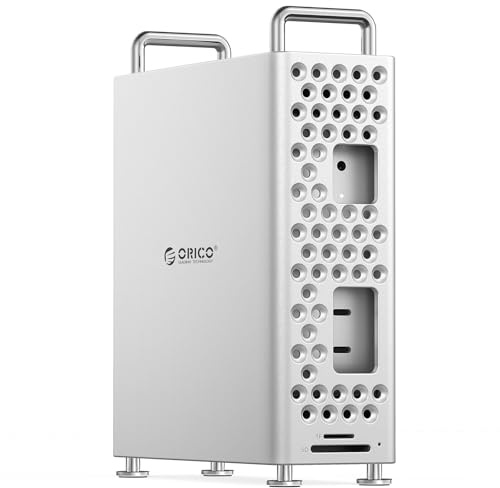 ORICO MiniPro Mac mini M4 Docking Station & Supporto con 1TB di storage SSD Esterno, Hub USB-C 10Gbps, Custodia Protettiva in Alluminio Verticale compatibile con Mac mini M4/M4 Pro - MS10