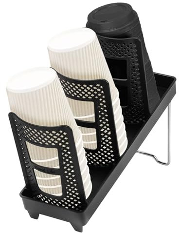 BlyeMichdi Dispensador de Tazas de Café, Soporte de Taza de Papel con 3 compartimentos para 60 Tazas, Organizador de Taza de Cafe Desechables, para Estación de Café, Bar, Encimera (33 x 11 x 20 cm)