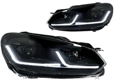 OZCCH Auto-Styling-Scheinwerfer, kompatibel mit VW Golf 6 Scheinwerfern 2009–2012, Upgrade 7.5 Design, DRL-Signallampe, Hid Bi Xenon, Autozubehör(Red,RIGHT HAND DRIVE_A)