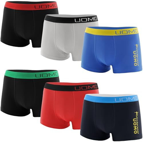 Channo Calzoncillos Boxer o Slip de Niños en Algodón, Lisos o con Estampado, Pack de 6, Multicolor (14-16 Años)