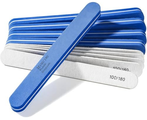 Yamobi 10 pezzi set di lime per unghie – Doppia faccia grana 100/180, lime per unghie in gel e naturali, lima lucidante per unghie, Buffer per unghie