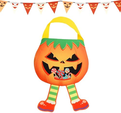 Halloween godisväska – godisväska – vikbar godisväska | Lätt icke-vävd hållare med handtag för skolfester för barn temafester