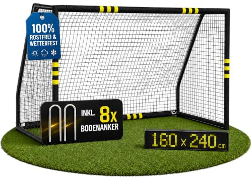 FRIEDO Fußballtor Kinder Rostfrei & wetterfest für den Garten (3 Größen) | CE geprüftes Fussballtor mit stabilem Stand und reißfestem Netz, Robustes Fussball Tor aus Metall für Garten, Goal Outdoor