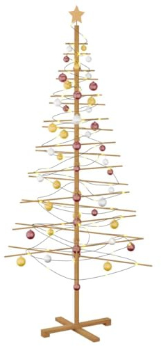 vidaXL Árbol de Navidad de Madera Marrón 210 cm Bambú
