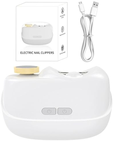 Tagliaunghie elettrico – Lucidatore per unghie di sicurezza 8,8x6,6x3,4 cm, tagliaunghie automatico, deposito scarti integrato con luce LED | Tagliacapelli per donna e uomo, cura della cura delle
