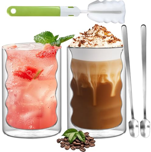 UptVin Dubbel vägg kaffekopp 350 ml glas (350 ml x 2)