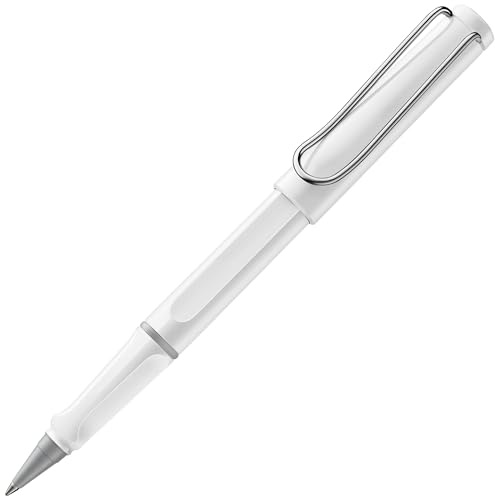 Lamy safari roll-ink white Tintenpatronenroller in Strichbreite M | Lamy Tintenpatronenroller mit ergonomischem Griff - Gehäuse aus robustem ASA-Kunststoff – inkl. Tintenpatrone T10 blau