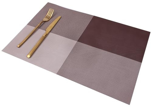 Tovaglietta 30X45, Tovaglietta Americana PVC Caffè Grigio Set di 2 Motivo Rettangolare Intrecciato Sottopiatti