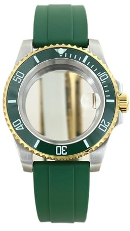 1 st Silver Guld 40 mm klockfodral Safir for NH35 NH36 NH34/38 4R36 NH72 rörelsegummiband(N1)