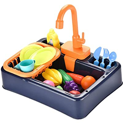Generic Lavandino Giocattolo Bambini Set Cucina con Accessori Lavaggio Verdure Piatti Funzione Acqua Simulata Adatto a Regali di Compleanno Sviluppo Abilità