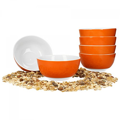 Van Well Lot de 6 bols à céréales, Salade Série Vario Porcelaine – Couleur au choix Orange