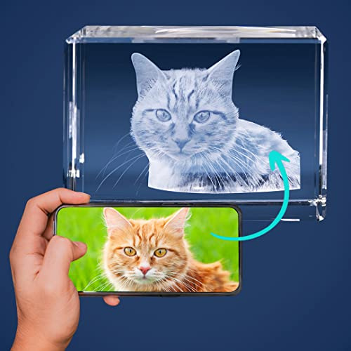 LOOXIS Personalisiertes 3D Laser-Foto vom eigenen Bild in Glas gelasert – Geschenk-Idee zu Weihnachten, Geburtstag, Hochzeitstag, Frauen und Männer – Quader, L Querformat