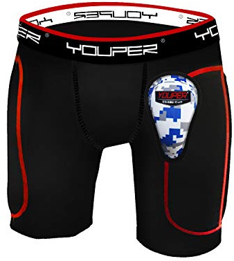 Youper Boys Youth Padded Sliding Shorts with Soft Protective Athletic Cup for Baseball, Football, Lacrosse