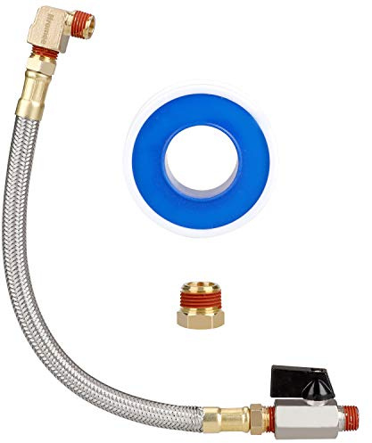Hromee Extended Tank Drain Assembly Kit with 10 Inch Braided Steel Hose 1/4 Inch Drain Valve and Elbow Fitting for Air Compressor