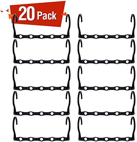HOUSE DAY Space Saving Hangers 20 Pack, Black Magic Hanger Hooks | Sturdy Cascading Hanger Hooks with 5 Holes for Heavy Clothes, Closet Organization, College Dorms and Compact Wardrobes