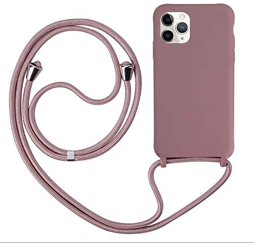 MEVIS Liquid Silikon Handykette Hülle für iPhone 11 Pro Max,Verstellbarer Halskette Silikon Handyhülle-Lotus Farbe - 6.5 Zoll