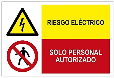 MovilCom® - Señal combinada ¡PELIGRO! RIESGO ELECTRICO/PROHIBIDO SOLO PERSONAL AUTORIZADO de 600X400mm ADHESIVO (ref.PRD4360607)