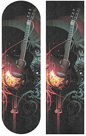BEUSS Schwarze Gitarre Muster Skateboard Griptape Rutschfest Selbstklebend Longboard Griptapes Aufkleber Griffband(84 * 23cm 1pcs)