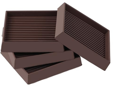 3x3 Square Rubber Furniture Caster Cups, Anti-Sliding Furniture Pads Bed Stopper Floor Protectors with Grip - Protect Any Flooring