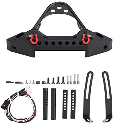 EVTSCAN Paraurti Anteriore per Auto RC, paraurti Anteriore in Metallo con 2 luci a LED per Traxxas TRX-4 Auto cingolata RC in Scala 1/10(Nero)