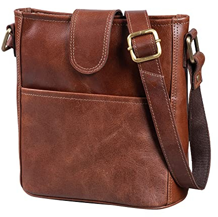 LEABAGS Leder Handtasche Damen I Premium Echtleder Umhängetasche I Damen Schultertasche I Damentasche I Tragetasche für Arbeit Uni Schule Freizeit